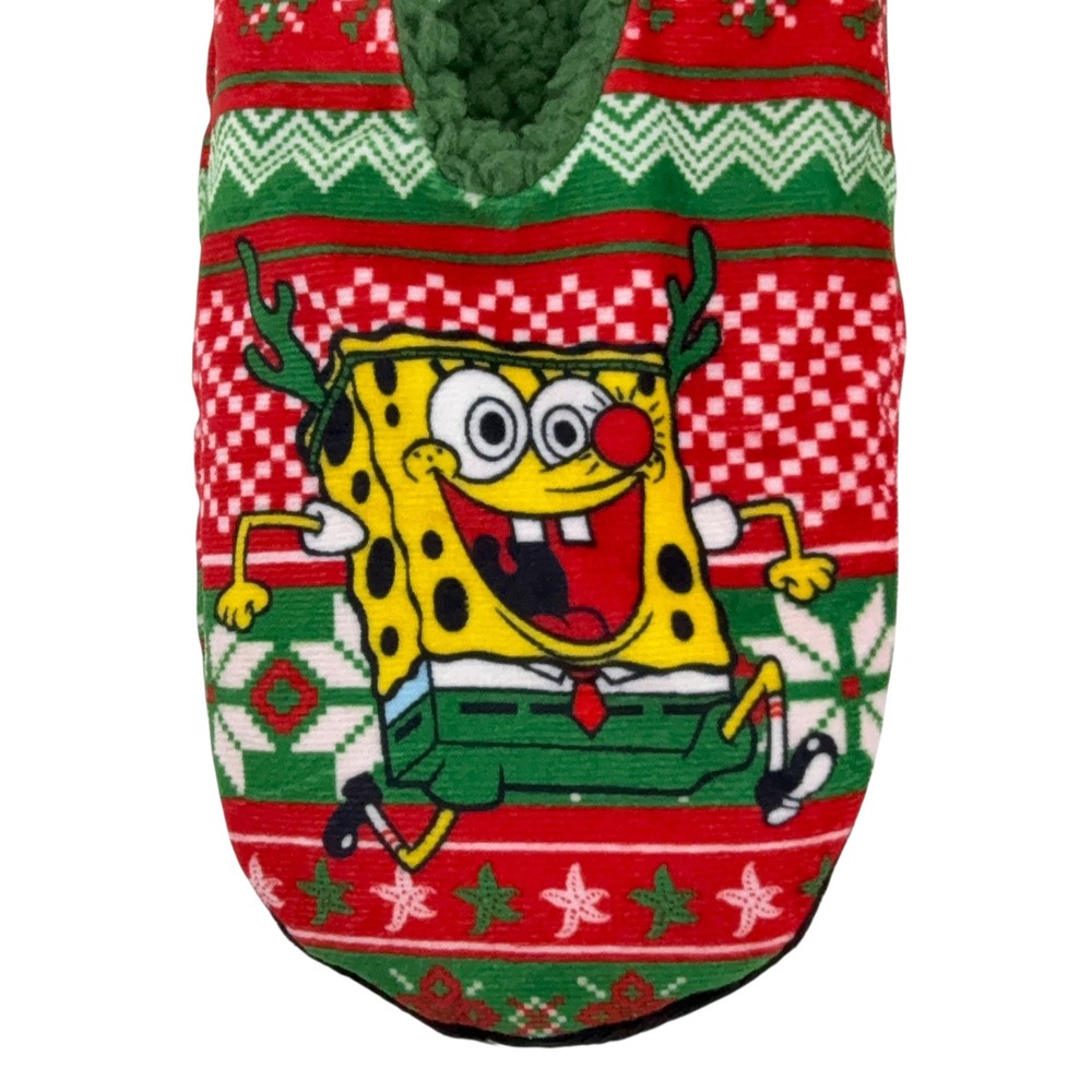 SpongeBob SquarePants Men's Christmas Ugly Sweater Slippers Size 10-13 Cozy NWT - Picture 4 of 13